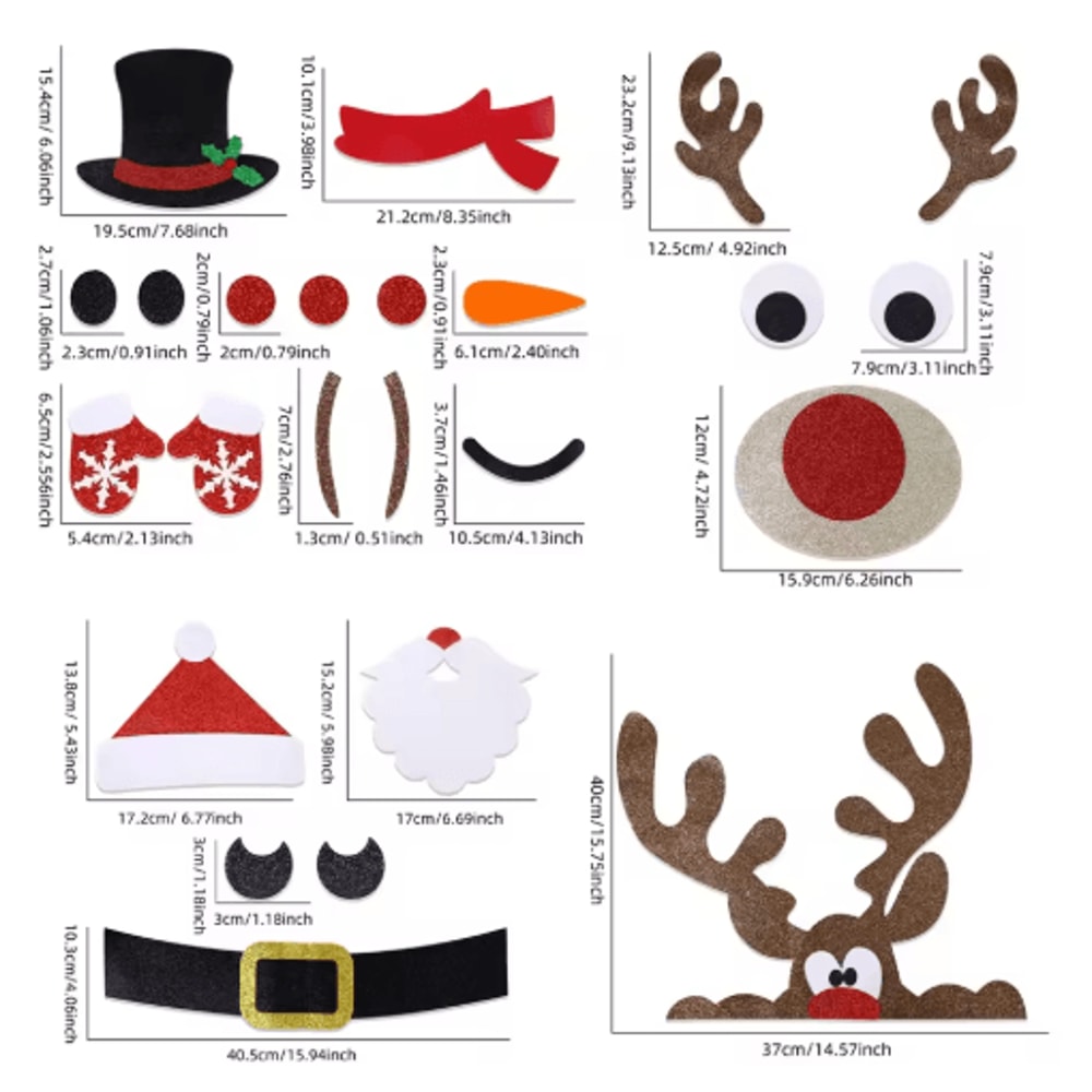 Festive Christmas Felt Window Door Sticker Decorations 7