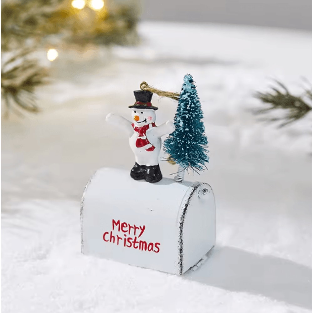 Festive Wrought Iron Christmas Decorative Mailbox Ornament 4