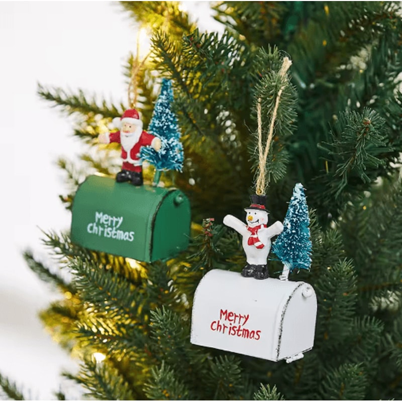 Festive Wrought Iron Christmas Decorative Mailbox Ornament 6