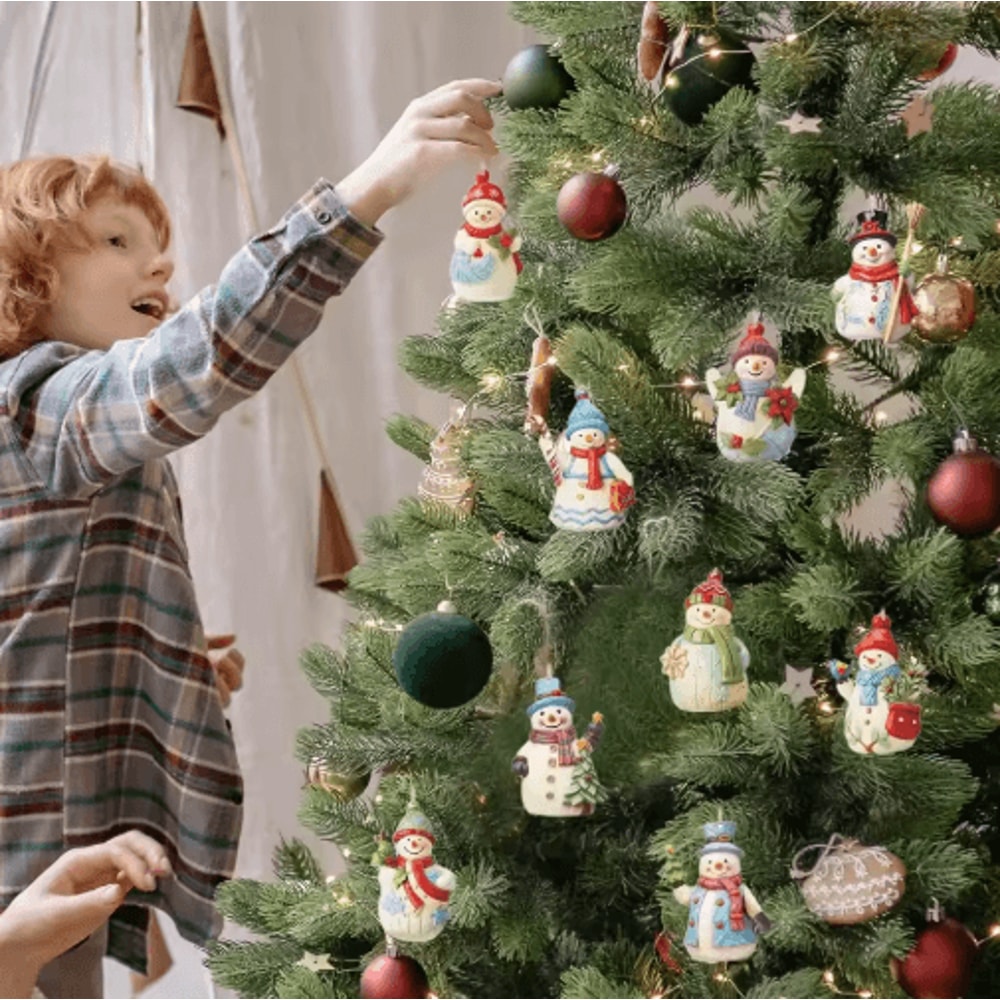 Wooden Snowman Christmas Tree Ornament Set 9PCS 4