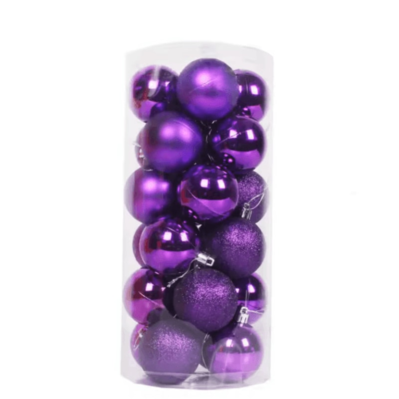 Mini Flocked Christmas Ball Ornament Set 24PCS 5