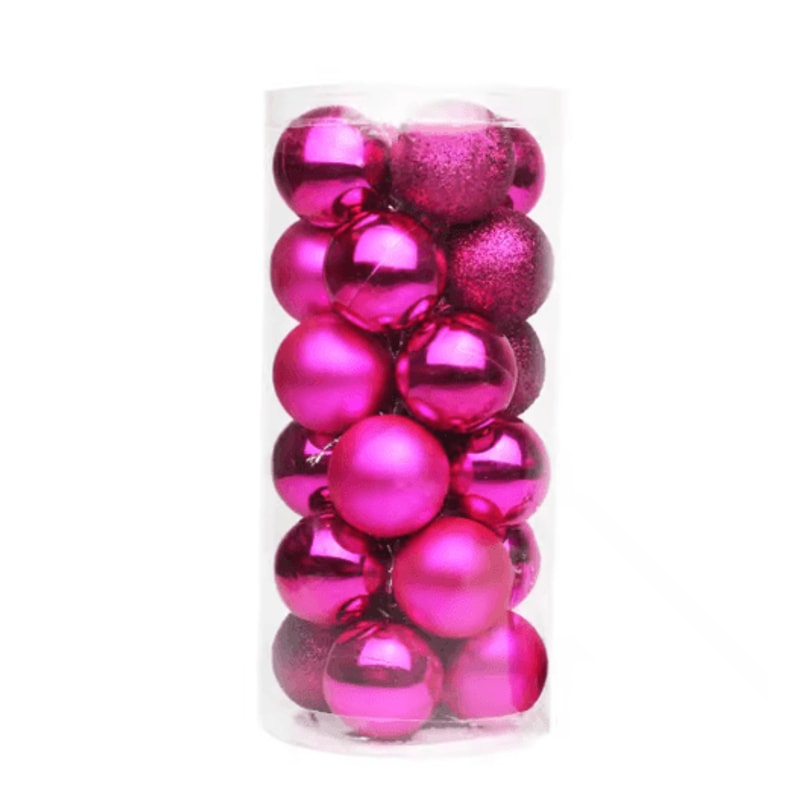 Mini Flocked Christmas Ball Ornament Set 24PCS 6