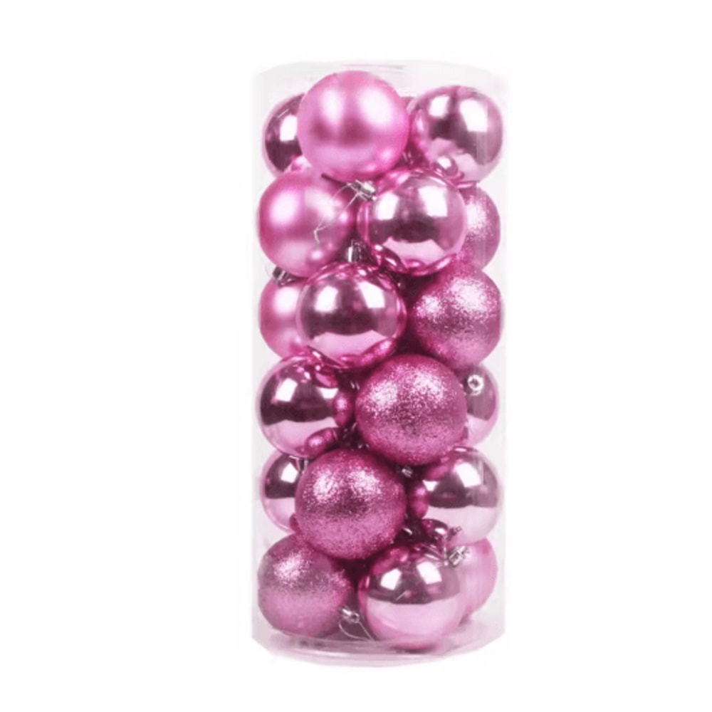 Mini Flocked Christmas Ball Ornament Set 24PCS 7