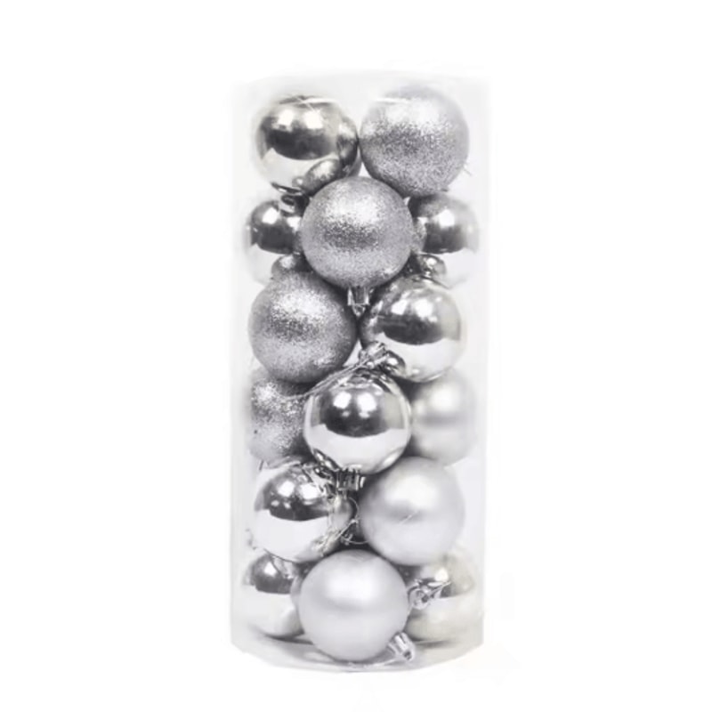 Mini Flocked Christmas Ball Ornament Set 24PCS 9