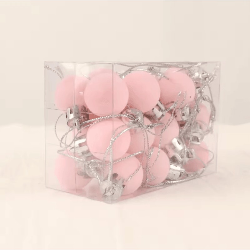 Mini Flocked Christmas Ball Ornament Set 24PCS 23