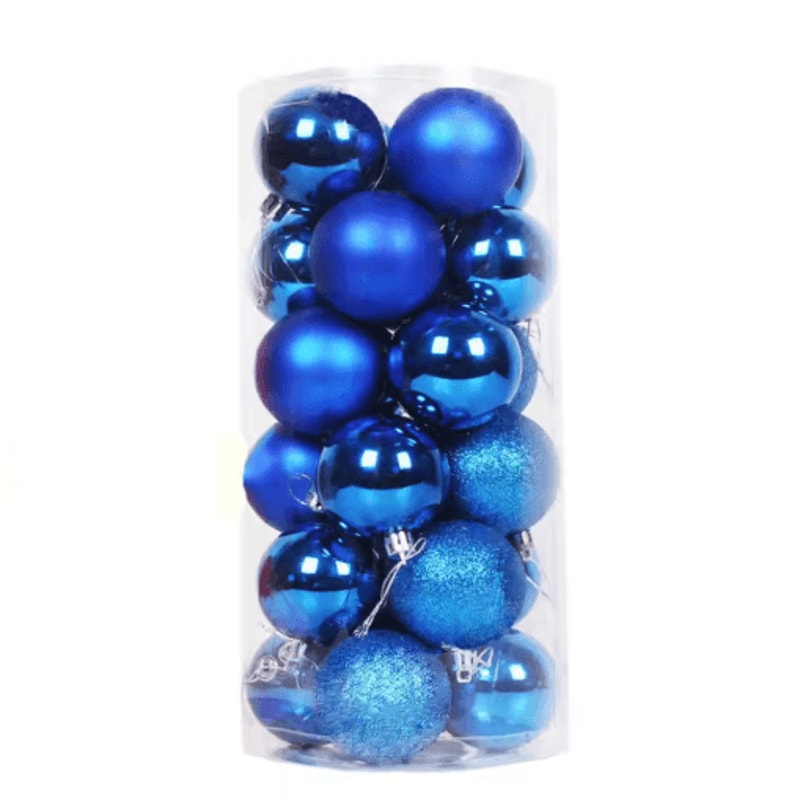 Mini Flocked Christmas Ball Ornament Set 24PCS 25