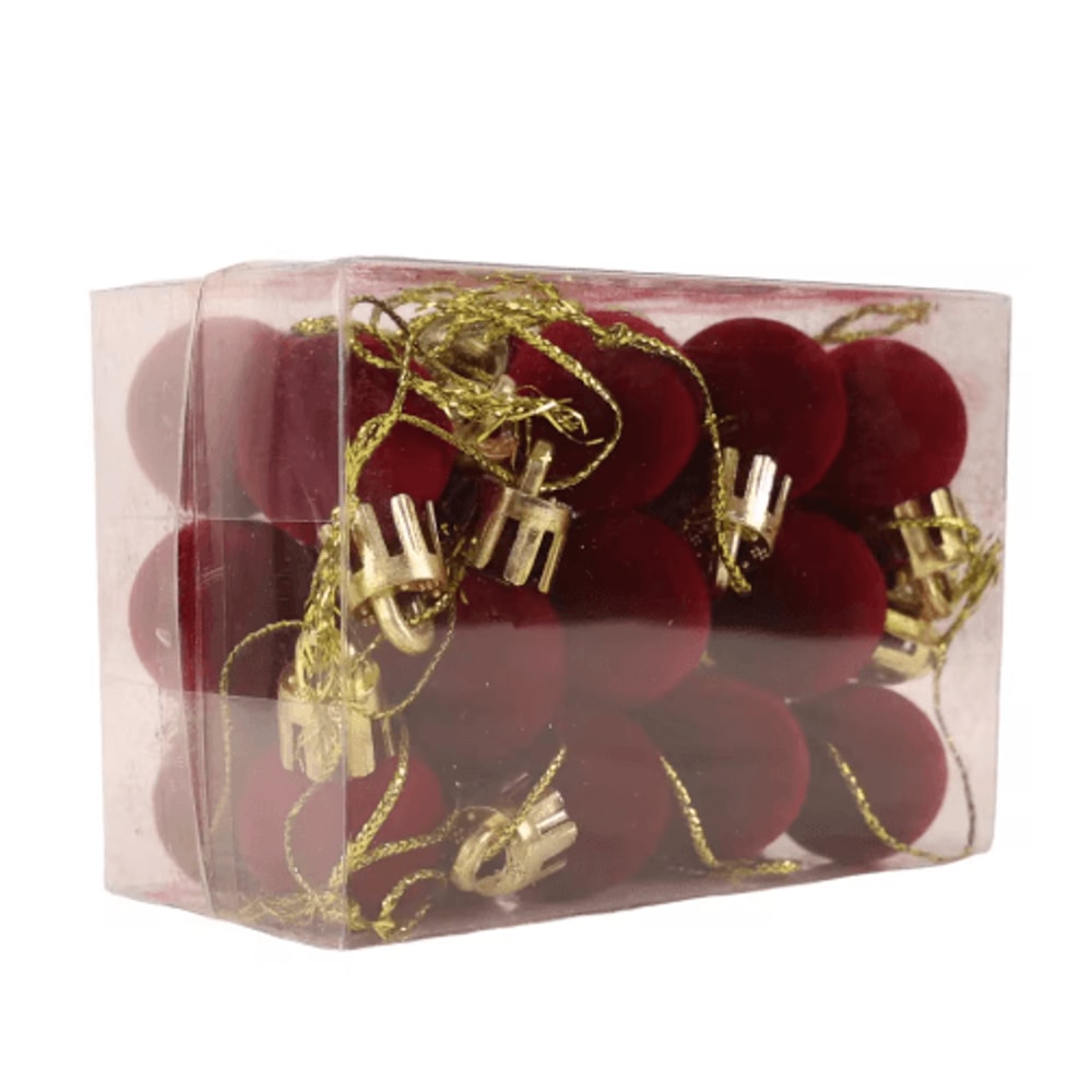 Mini Flocked Christmas Ball Ornament Set 24PCS 27