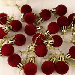 mini flocked christmas ball ornament set (24pcs)