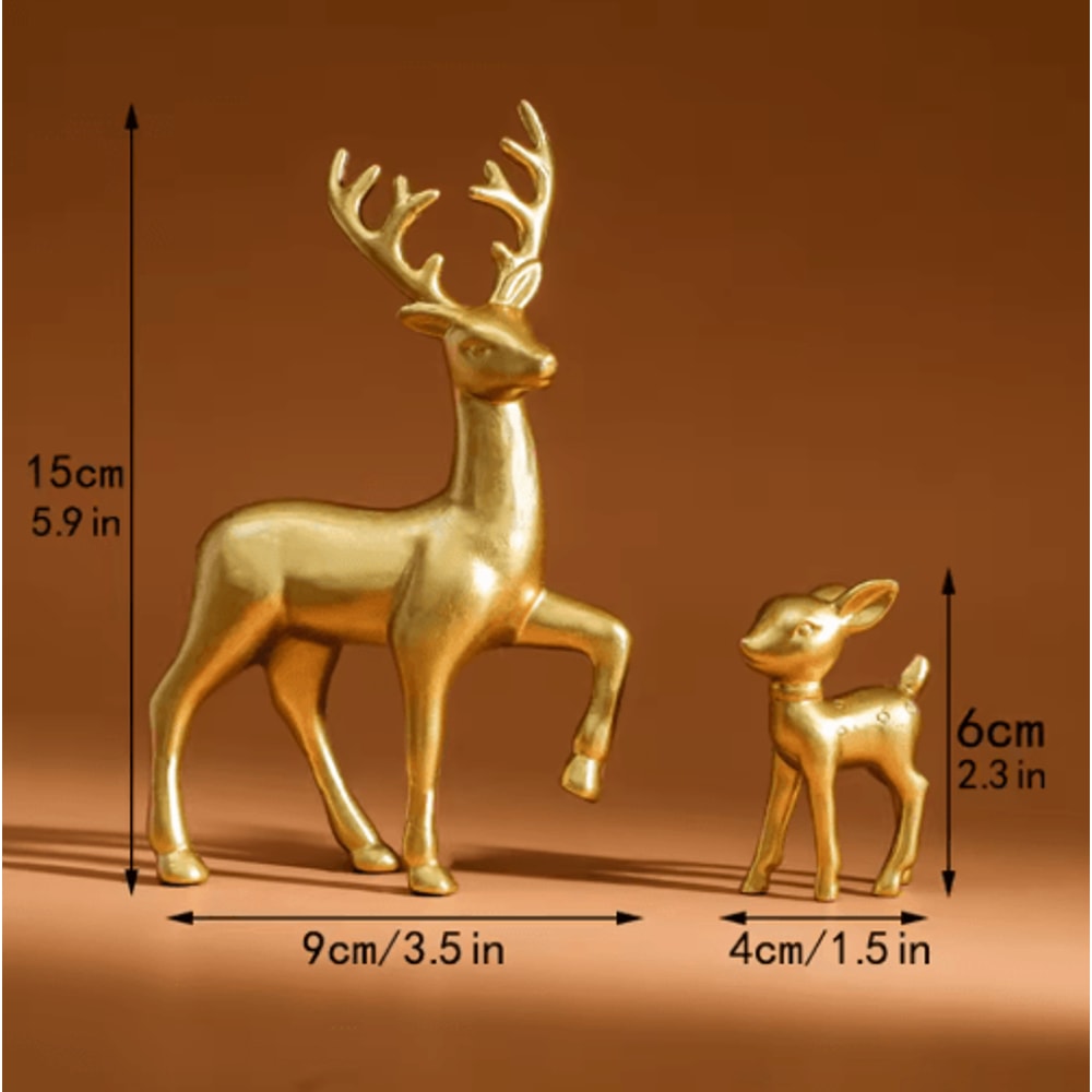 Cute Mother Deer Fawn Figurine Decor Set 2PCS 2