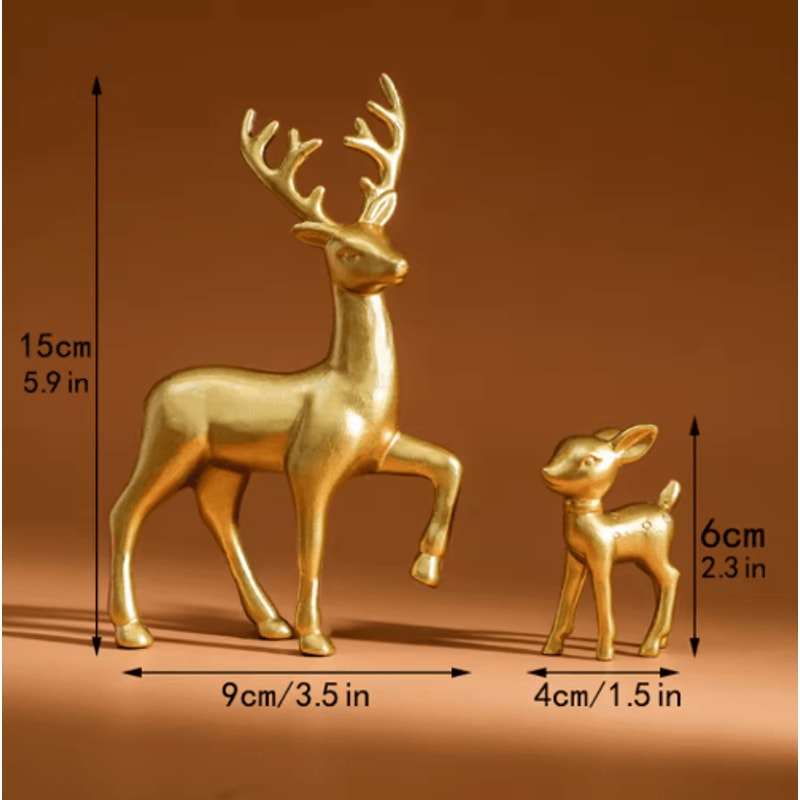 Cute Mother Deer Fawn Figurine Decor Set 2PCS 2