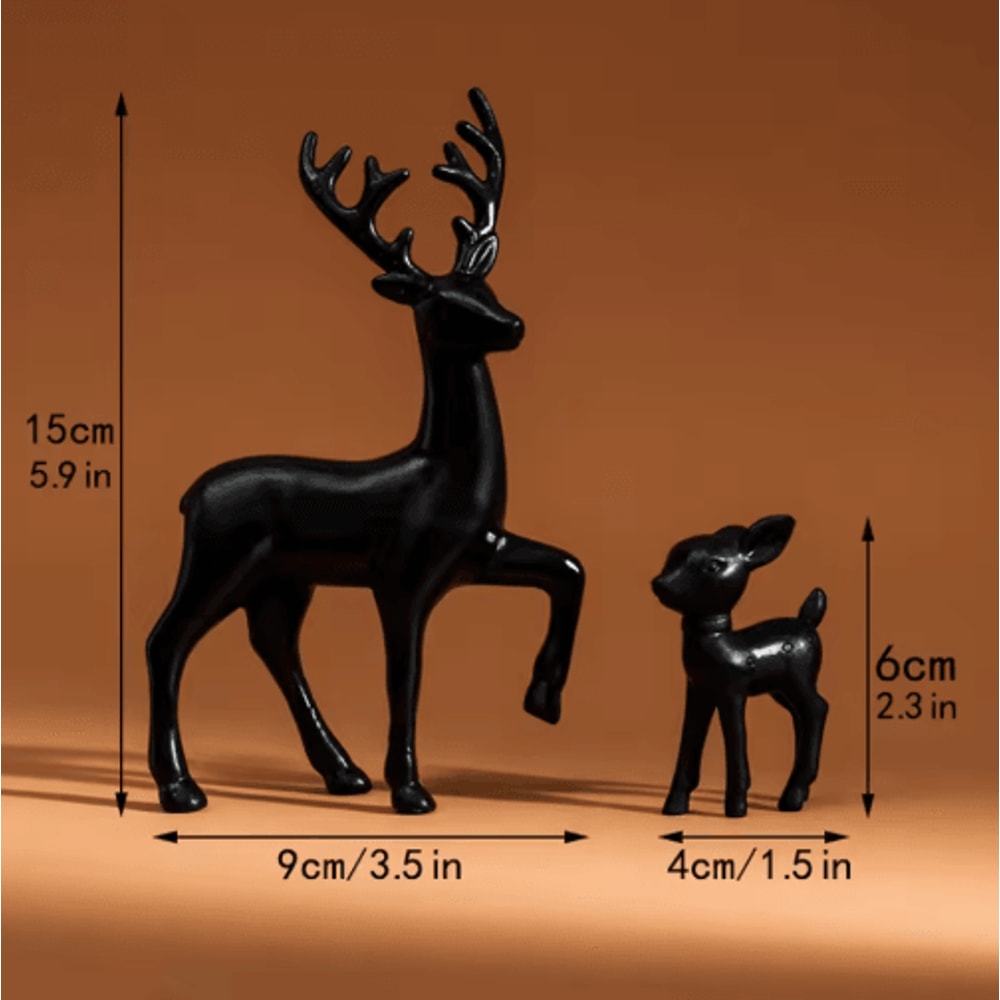 Cute Mother Deer Fawn Figurine Decor Set 2PCS 3