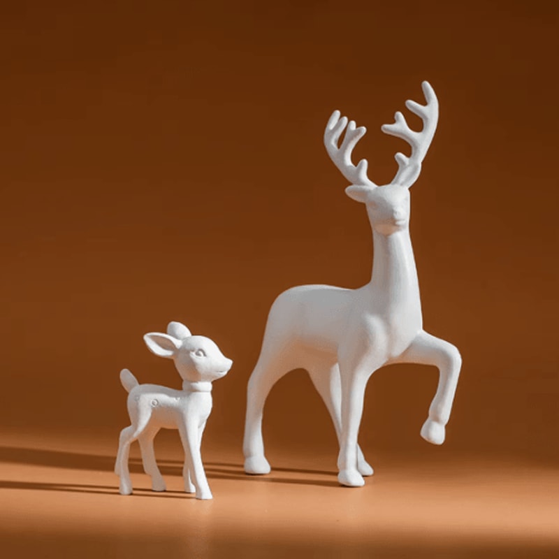 Cute Mother Deer Fawn Figurine Decor Set 2PCS 4