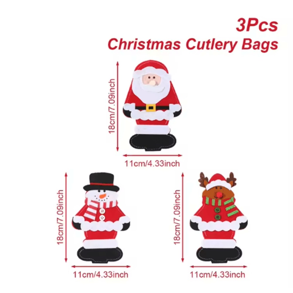 Festive Christmas Cutlery Holder Set For Holiday Table Decor 2