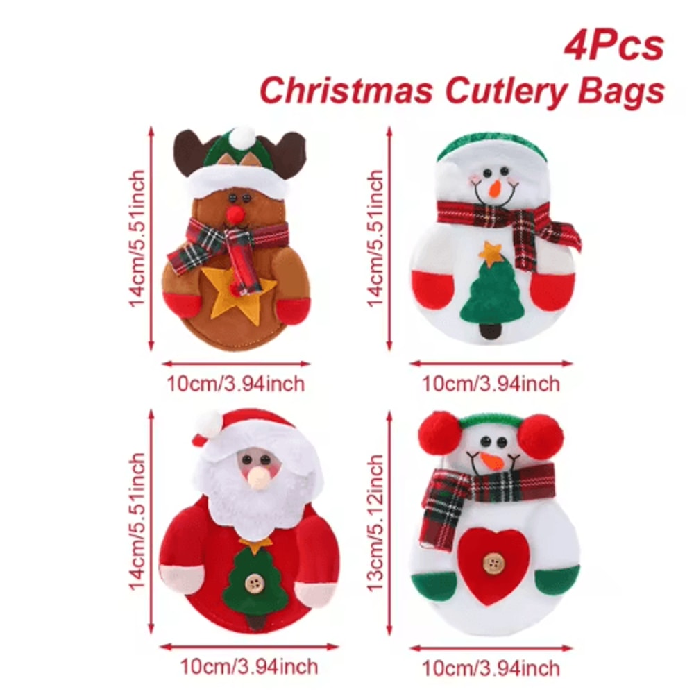 Festive Christmas Cutlery Holder Set For Holiday Table Decor 3