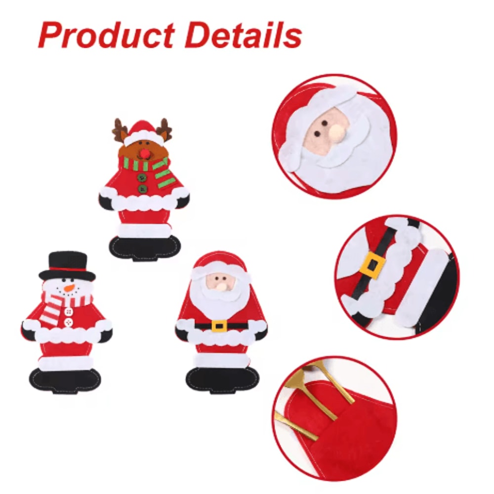 Festive Christmas Cutlery Holder Set For Holiday Table Decor 5