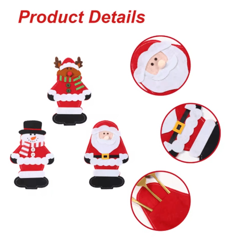 Festive Christmas Cutlery Holder Set For Holiday Table Decor 5