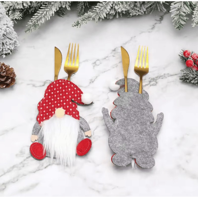 Festive Christmas Cutlery Holder Set For Holiday Table Decor 8