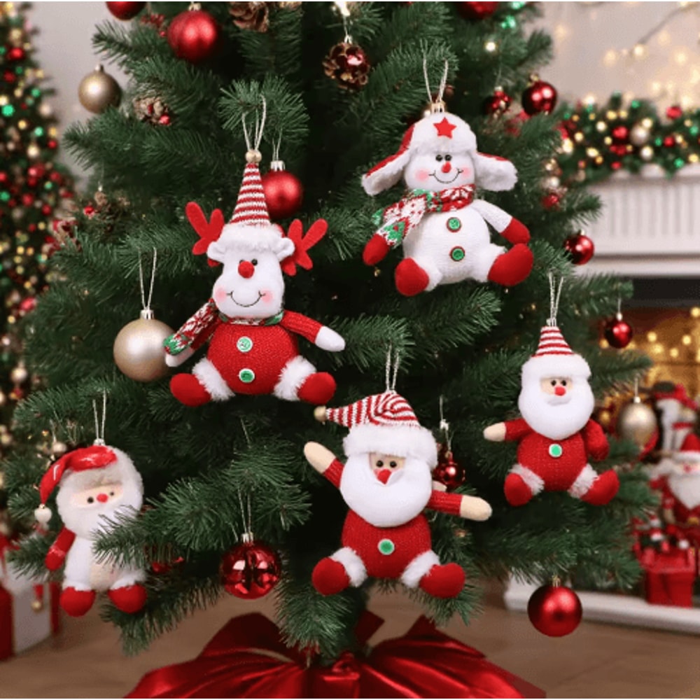 Cute Santa Snowman Reindeer Plush Christmas Tree Ornaments 4