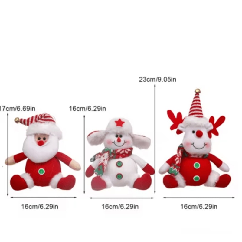 Cute Santa Snowman Reindeer Plush Christmas Tree Ornaments 6