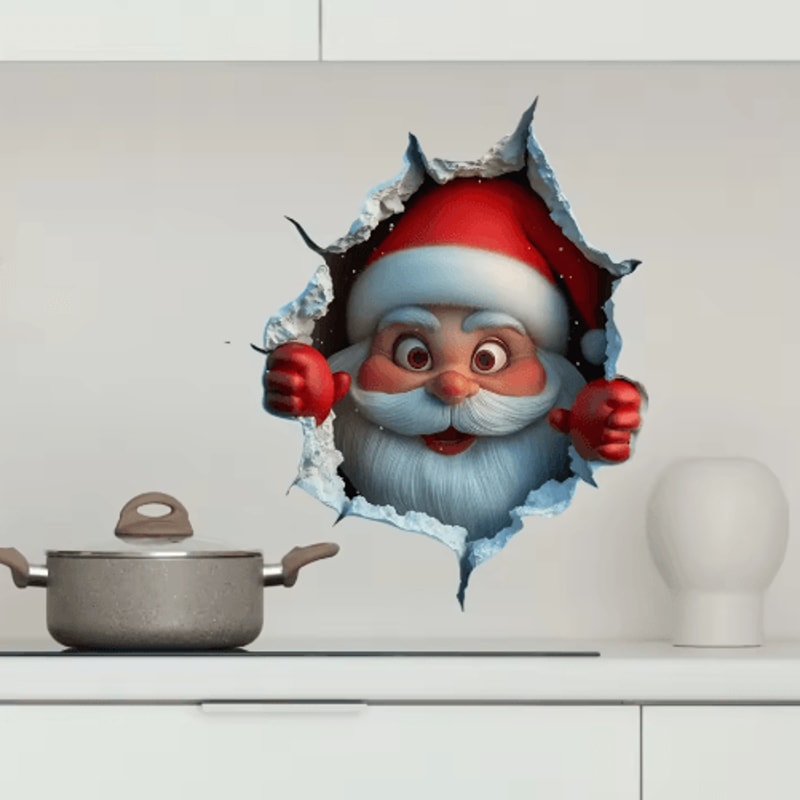 Festive Santa Claus Christmas Wall Sticker For Home Decor 2