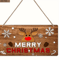 Rustic Merry Christmas Wooden Wall Sign With Reindeer Snowflakes 1