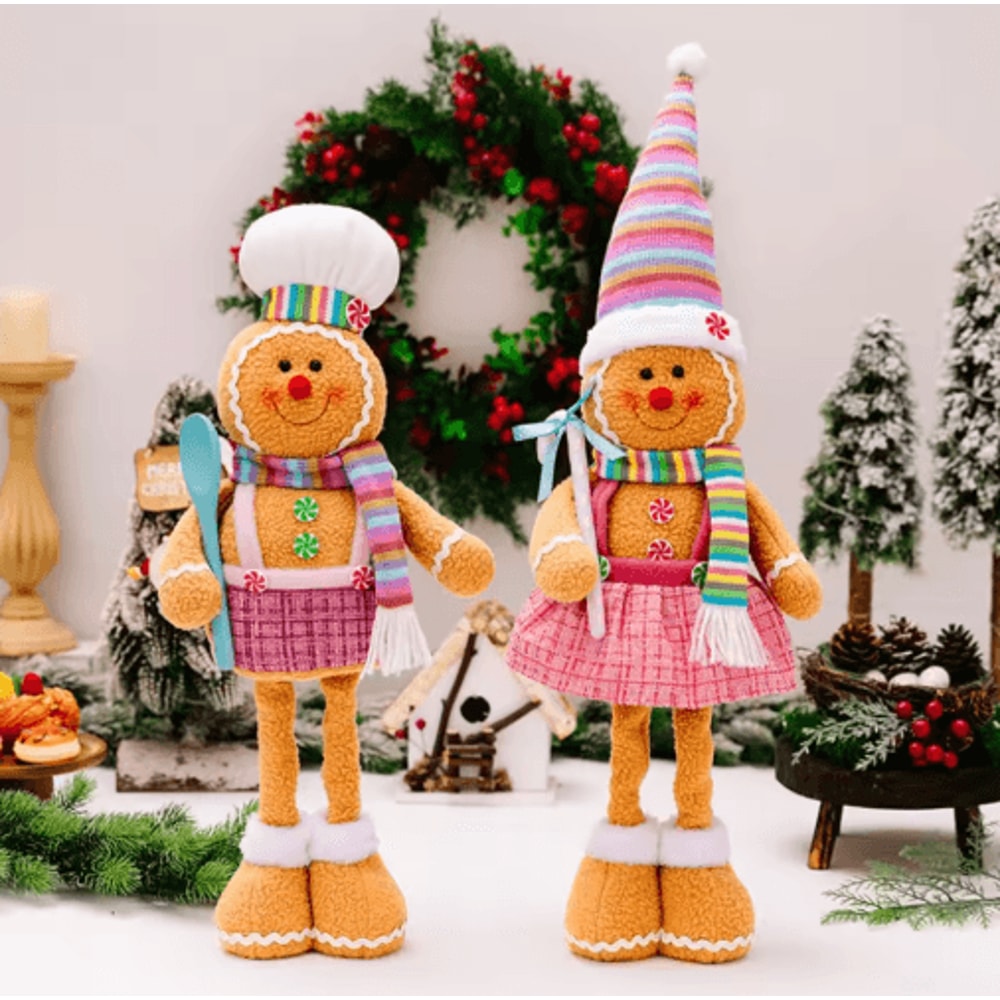 Retractable Leg Gingerbread Man Christmas Decoration Doll 1