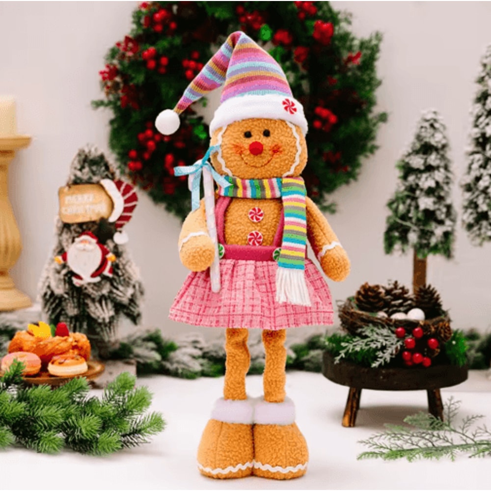 Retractable Leg Gingerbread Man Christmas Decoration Doll 2