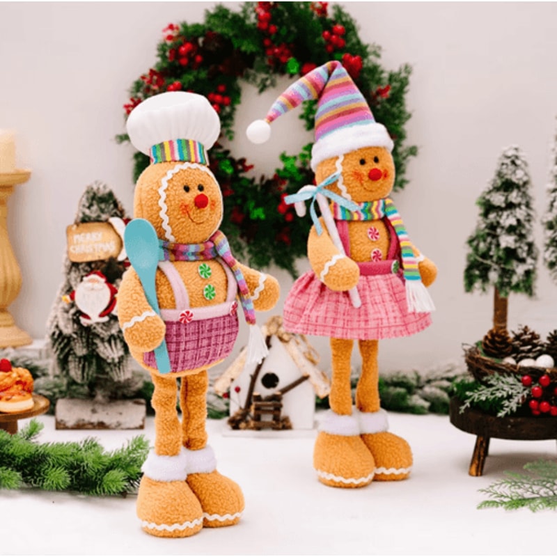 Retractable Leg Gingerbread Man Christmas Decoration Doll 4