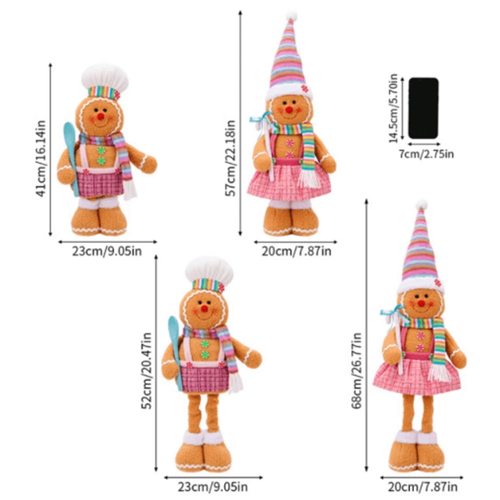 Retractable Leg Gingerbread Man Christmas Decoration Doll 5