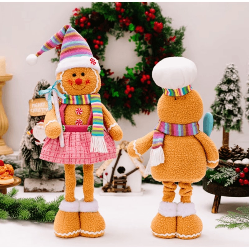 Retractable Leg Gingerbread Man Christmas Decoration Doll 6