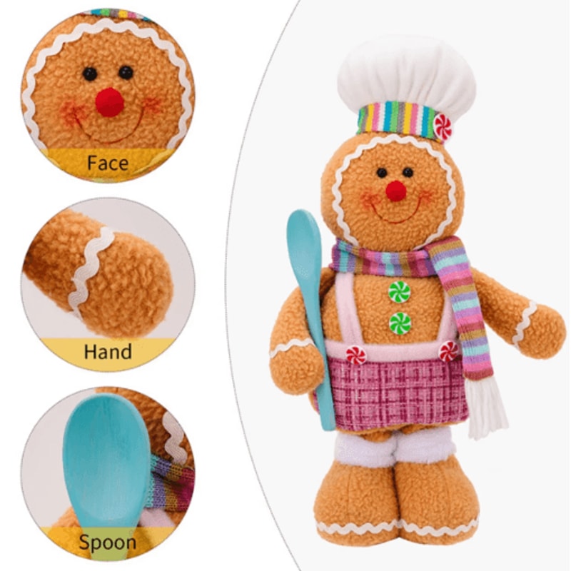 Retractable Leg Gingerbread Man Christmas Decoration Doll 7