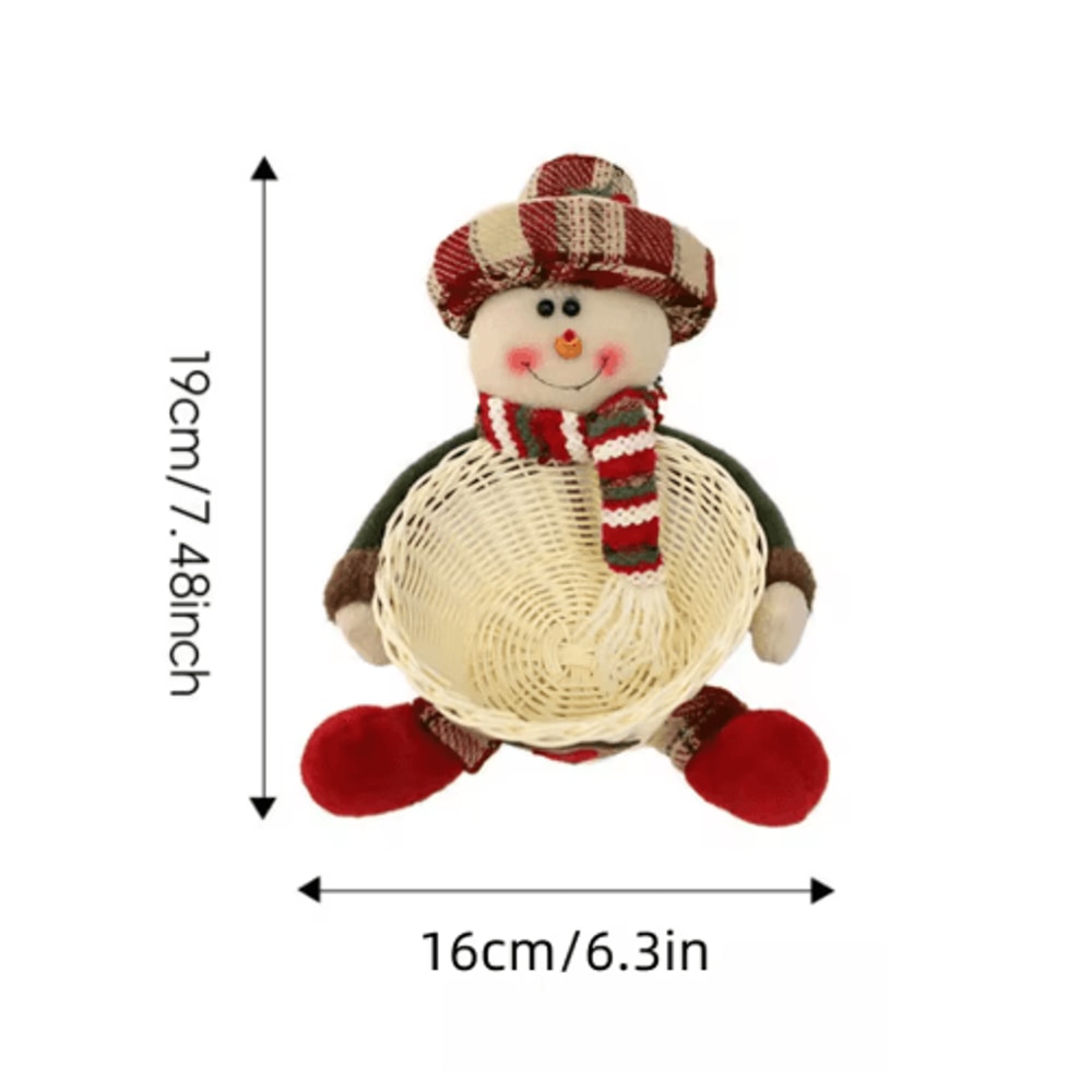 Snowman Holiday Candy Basket Christmas Woven Gift Basket Snowman Christmas Decoration 3