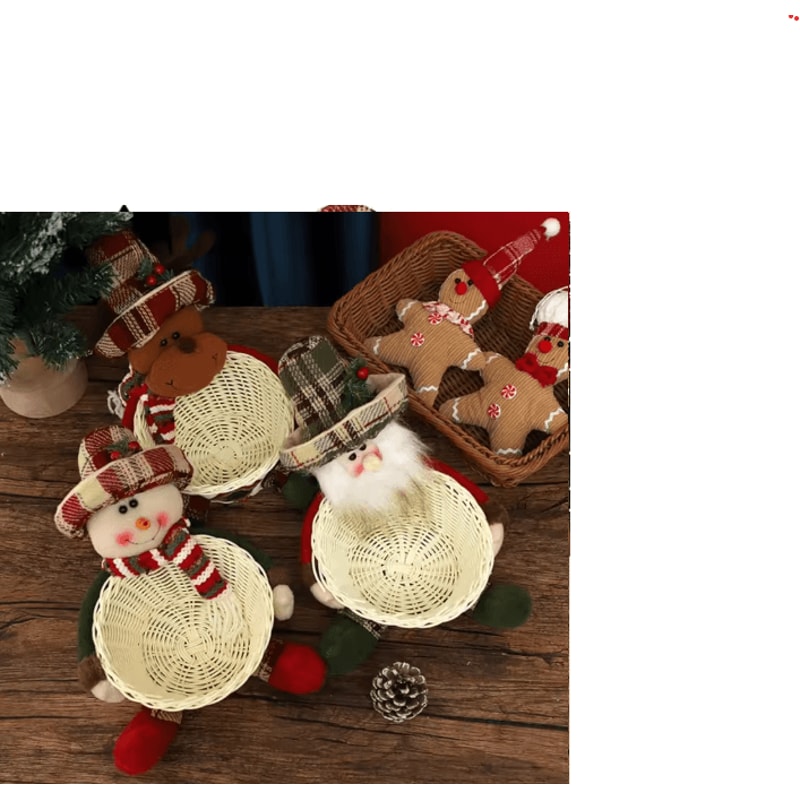 Snowman Holiday Candy Basket Christmas Woven Gift Basket Snowman Christmas Decoration 6