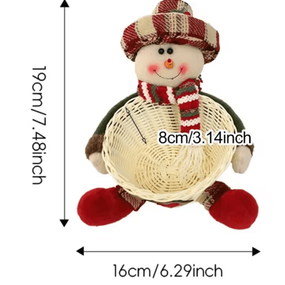 Snowman Holiday Candy Basket Christmas Woven Gift Basket Snowman Christmas Decoration 7