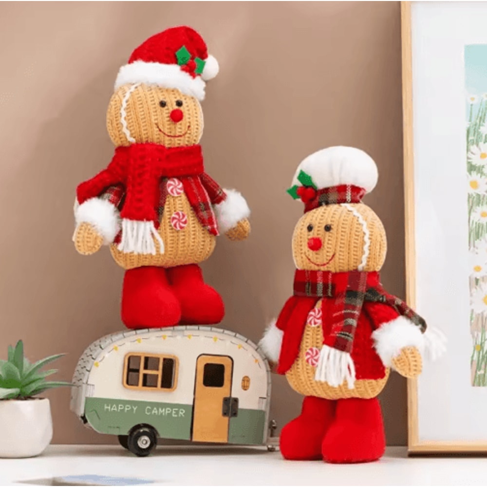 Festive Gingerbread Plush Doll Cute Gingerbread Man Plush Christmas Pillow Toy 5