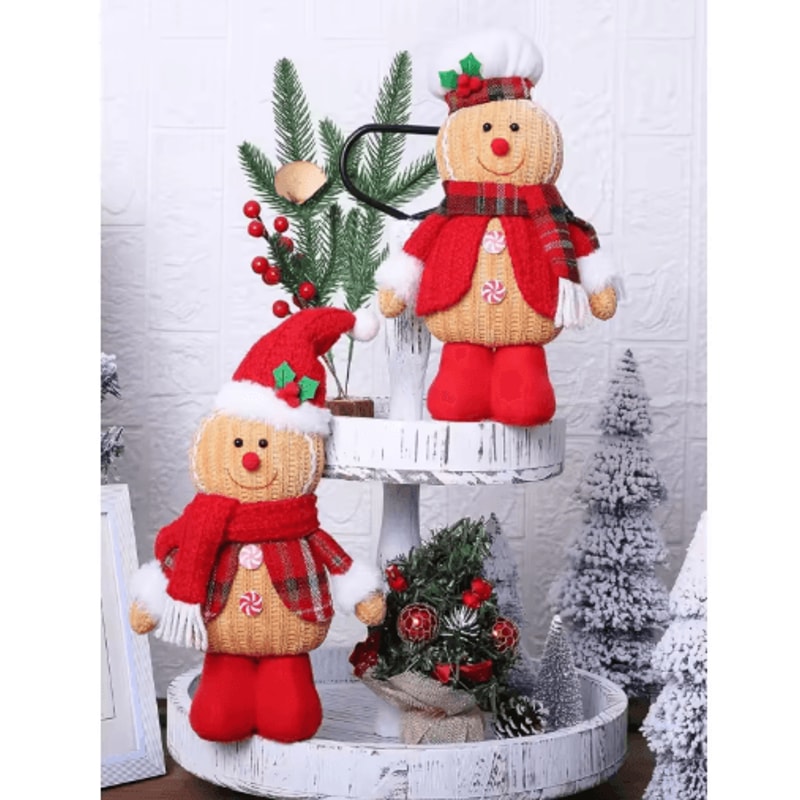 Festive Gingerbread Plush Doll Cute Gingerbread Man Plush Christmas Pillow Toy 0