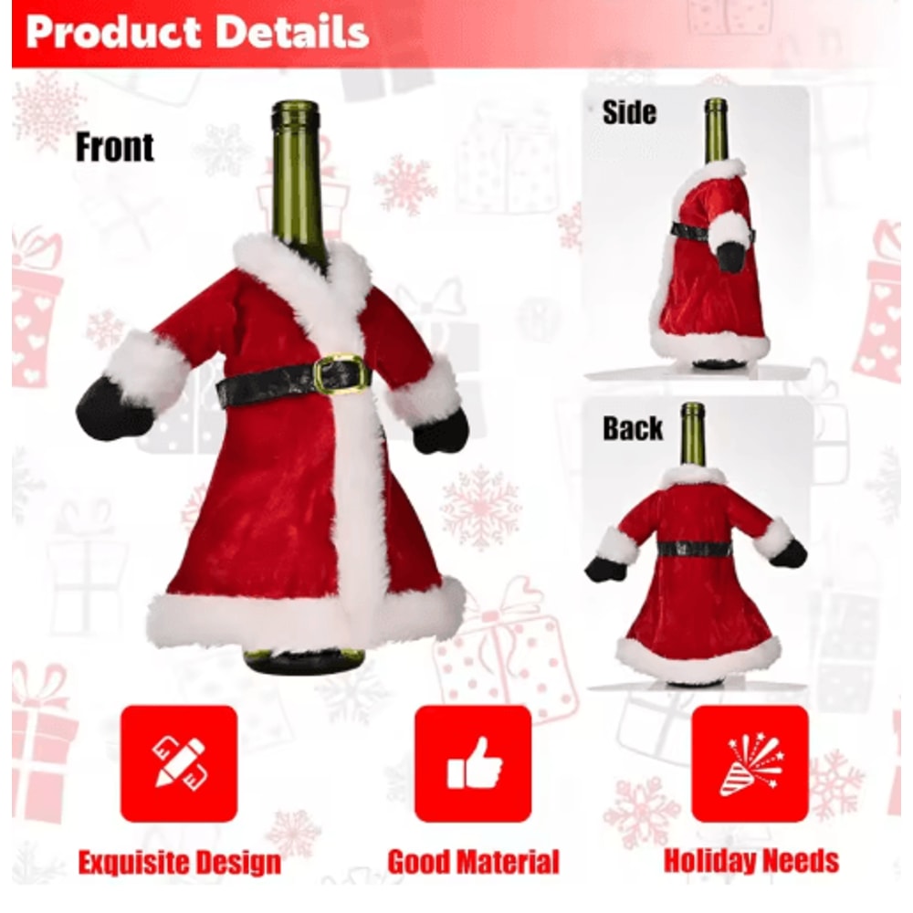 Santa Sweater Christmas Wine Bottle Cover Festive Holiday Wine Gift Holder 94 3