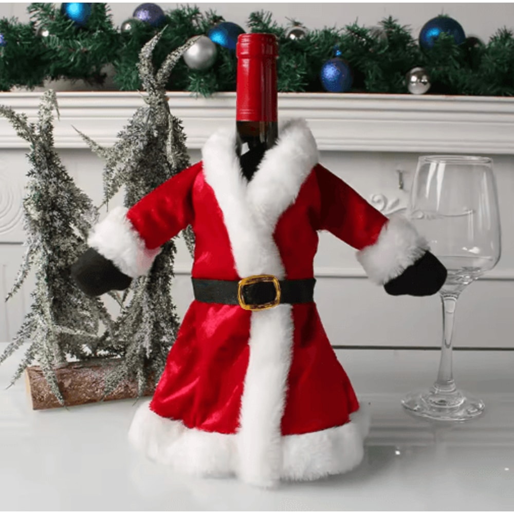 Santa Sweater Christmas Wine Bottle Cover Festive Holiday Wine Gift Holder 94 4
