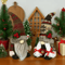 Nordic Christmas Gnome Plush With Knitted Hat Pine Branch Rudolph Holiday Figurine Decor 5
