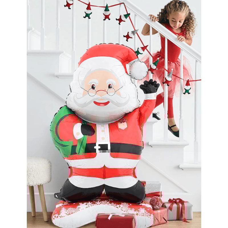 Standing Santa Foil Balloon Festive Christmas Party Decoration For Holiday New Year 2
