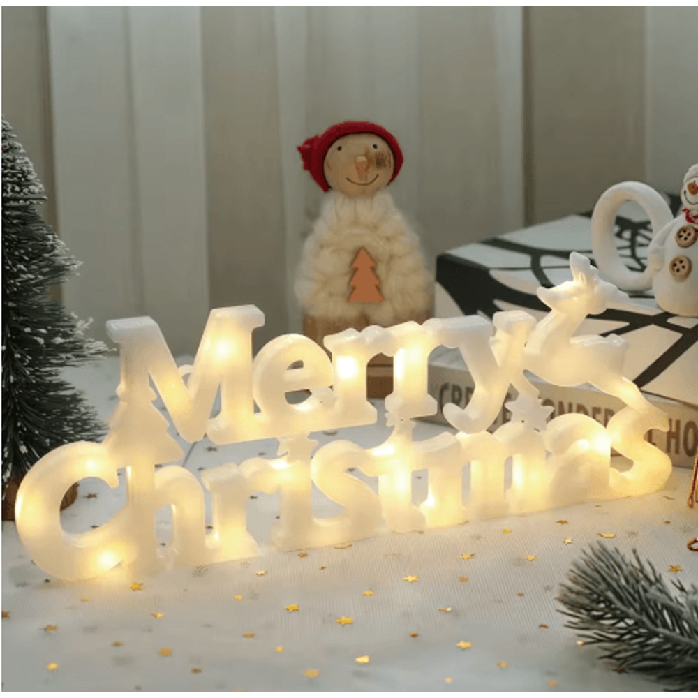 Merry Christmas LED Letter Light String Festive Fairy Garland For Holiday Home Decor 2