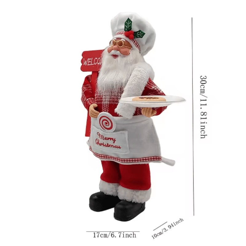 12Inch Chef Santa Christmas Figurine Standing Santa Holiday Kitchen Decoration 1