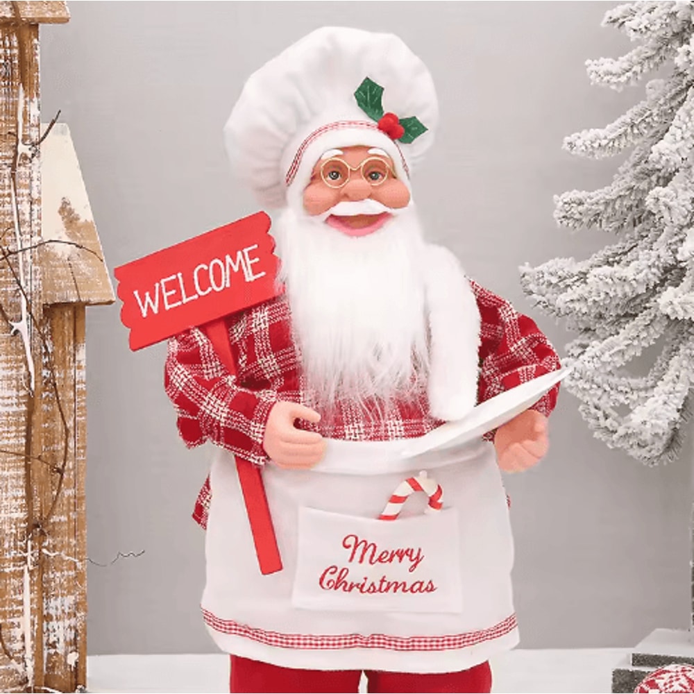 12Inch Chef Santa Christmas Figurine Standing Santa Holiday Kitchen Decoration 6