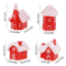 4Piece Christmas Village Miniature Houses Snowy Resin Red House Holiday Decor Set 1