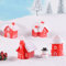 4Piece Christmas Village Miniature Houses Snowy Resin Red House Holiday Decor Set 2