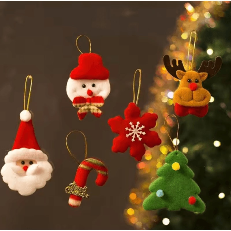 6Piece Felt Christmas Tree Ornament Set Cute Snowman Star Holiday Decorations 5