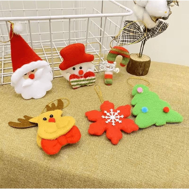 6Piece Felt Christmas Tree Ornament Set Cute Snowman Star Holiday Decorations 0