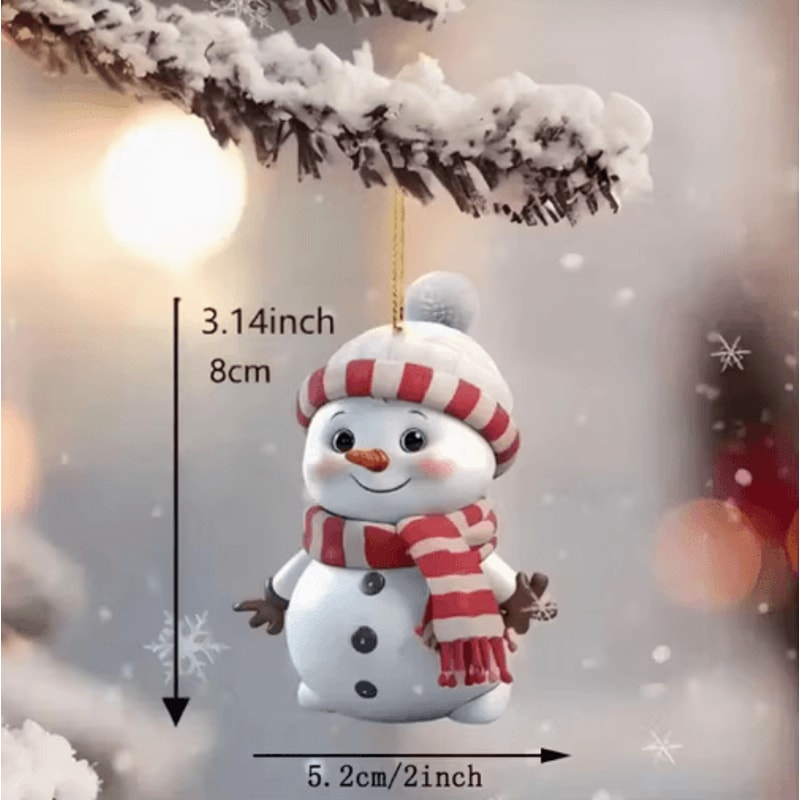 10Piece Christmas Car Rearview Mirror Ornaments Acrylic Snowman Hanging Decorations 3