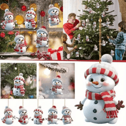 10-piece christmas car rearview mirror ornaments – acrylic snowman hanging decorations