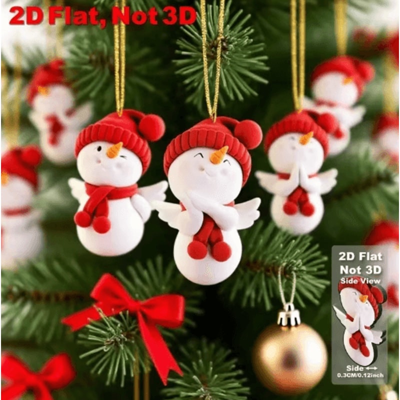16Piece Snowman Christmas Ornament Set Cute Red White Angel Snowman Decorations 2